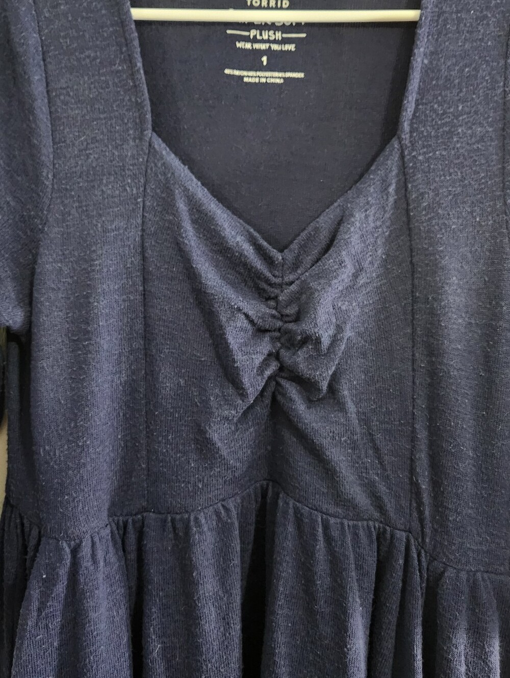 Torrid super soft plush 3/4 sleeve navy skater dress stretch pockets minimalist - Picture 4 of 11